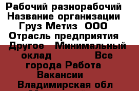 Рабочий-разнорабочий › Название организации ­ Груз-Метиз, ООО › Отрасль предприятия ­ Другое › Минимальный оклад ­ 25 000 - Все города Работа » Вакансии   . Владимирская обл.,Муромский р-н